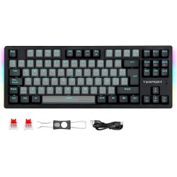 TERPORT TR95 TKL Teclado Mecánico Español de 88 Teclas, Teclado Gamer de Retroiluminación Azul y Luces RGB Laterales