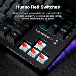 TERPORT TR95 TKL Teclado Mecánico Español de 88 Teclas, Teclado Gamer de Retroiluminación Azul y Luces RGB Laterales